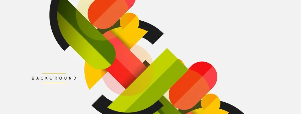 Geometric shapes composition abstract background. Circles lines and rectangles Stock Illustration