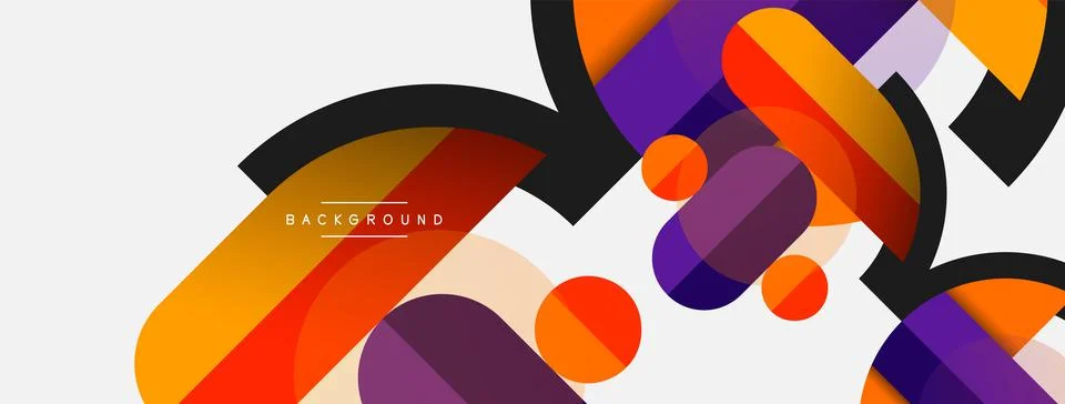 Geometric shapes composition abstract background. Circles lines and rectangles Stock Illustration