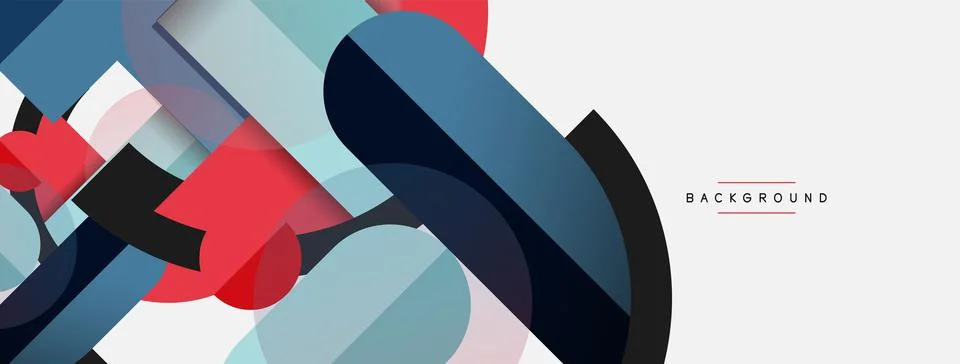 Geometric shapes composition abstract background. Circles lines and rectangles Stockillustratie