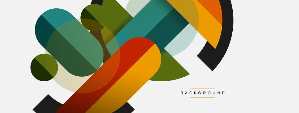 Geometric shapes composition abstract background. Circles lines and rectangles Stockillustratie
