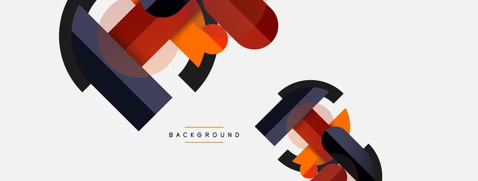 Geometric shapes composition abstract background. Circles lines and rectangles Illustrazione stock