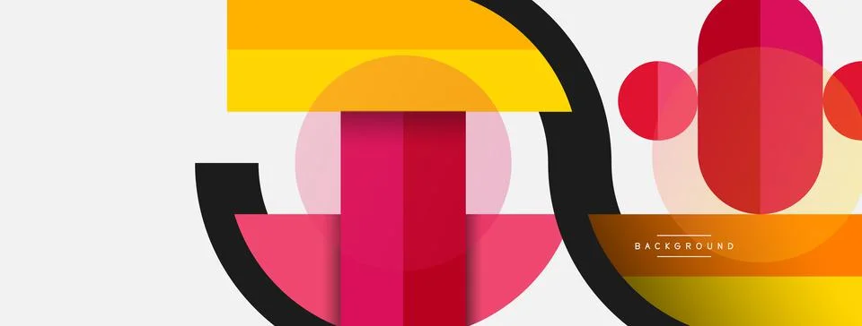 Geometric shapes composition abstract background. Circles lines and rectangles Illustrazione stock