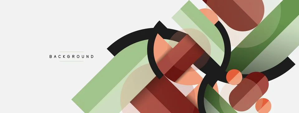Geometric shapes composition abstract background. Circles lines and rectangles Illustration