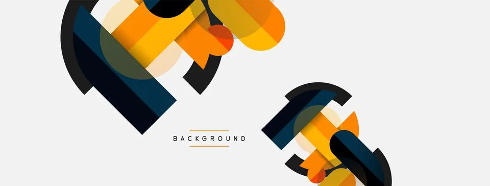 Geometric shapes composition abstract background. Circles lines and rectangles イラスト素材