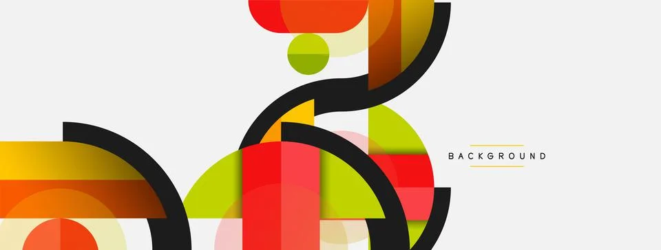 Geometric shapes composition abstract background. Circles lines and rectangles 스톡 일러스트