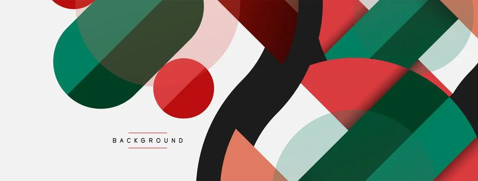 Geometric shapes composition abstract background. Circles lines and rectangles Stock Illustration
