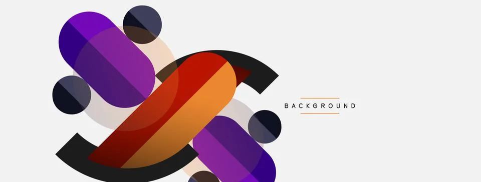 Geometric shapes composition abstract background. Circles lines and rectangles Illustrazione stock