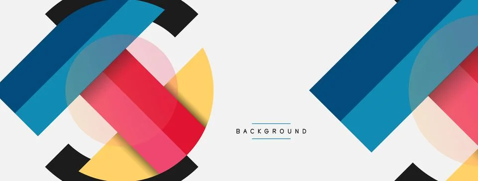 Geometric shapes composition abstract background. Circles lines and rectangles Illustration