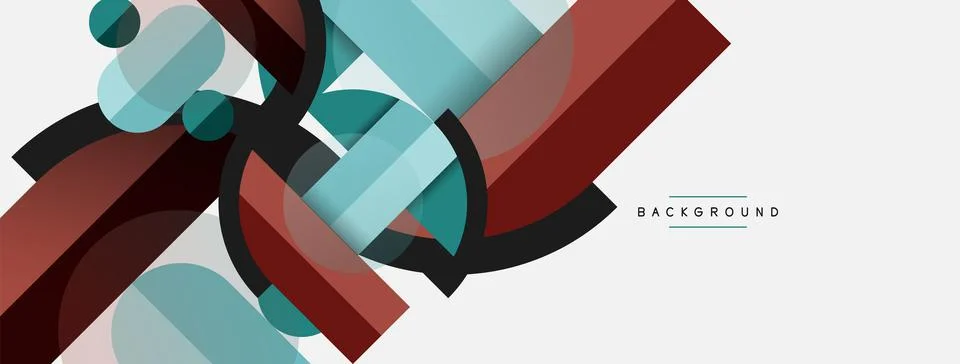 Geometric shapes composition abstract background. Circles lines and rectangles Illustrazione stock