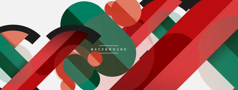 Geometric shapes composition abstract background. Circles lines and rectangles Stock Illustration