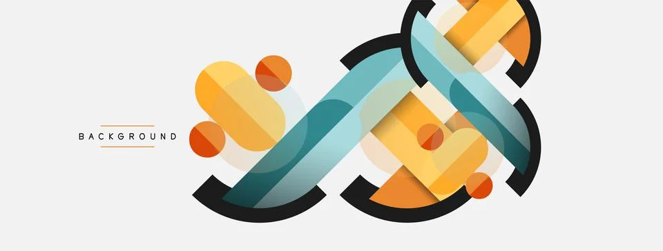 Geometric shapes composition abstract background. Circles lines and rectangles 스톡 일러스트