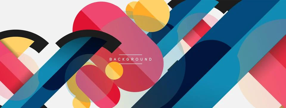 Geometric shapes composition abstract background. Circles lines and rectangles Illustrazione stock