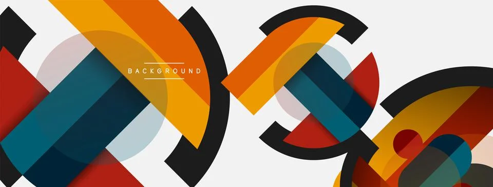Geometric shapes composition abstract background. Circles lines and rectangles 스톡 일러스트