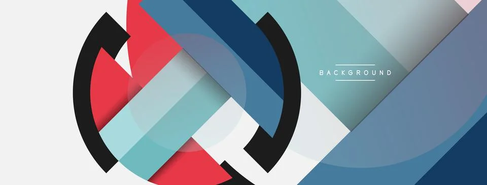 Geometric shapes composition abstract background. Circles lines and rectangles イラスト素材