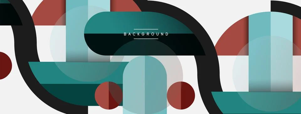 Geometric shapes composition abstract background. Circles lines and rectangles イラスト素材