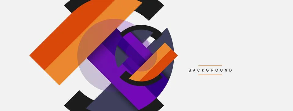 Geometric shapes composition abstract background. Circles lines and rectangles Illustrazione stock