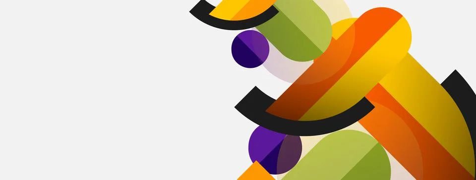 Geometric shapes composition abstract background. Circles lines and rectangles 库存插图