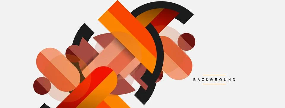 Geometric shapes composition abstract background. Circles lines and rectangles Stock Illustration