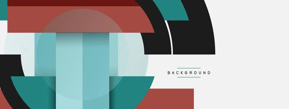 Geometric shapes composition abstract background. Circles lines and rectangles Illustrazione stock