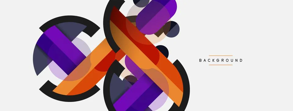 Geometric shapes composition abstract background. Circles lines and rectangles Illustration