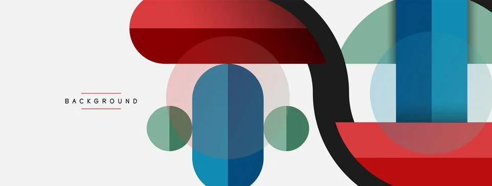 Geometric shapes composition abstract background. Circles lines and rectangles Stock Illustration