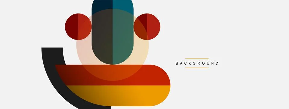 Geometric shapes composition abstract background. Circles lines and rectangles Illustrazione stock