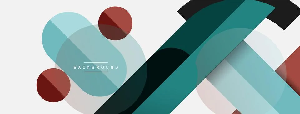 Geometric shapes composition abstract background. Circles lines and rectangles Stock Illustration