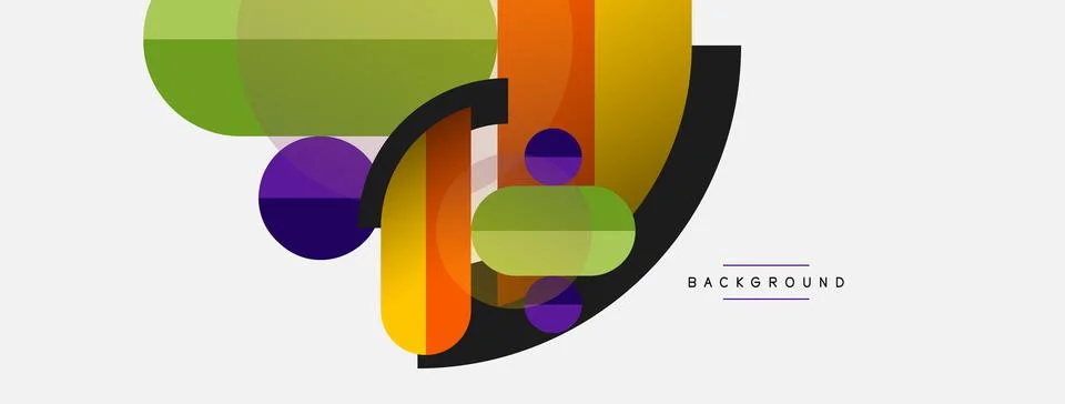 Geometric shapes composition abstract background. Circles lines and rectangles Stock Illustration