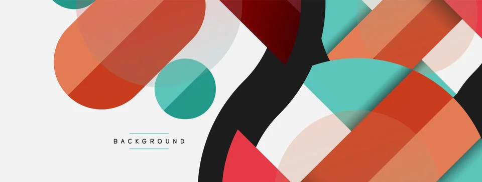 Geometric shapes composition abstract background. Circles lines and rectangles 库存插图