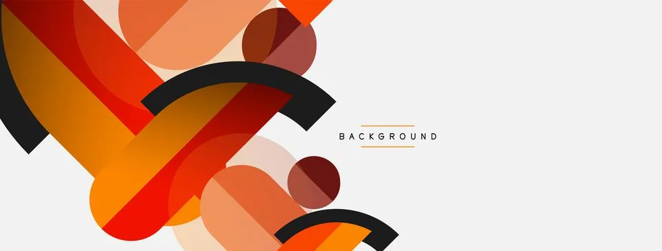 Geometric shapes composition abstract background. Circles lines and rectangles Stock Illustration