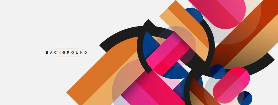 Geometric shapes composition abstract background. Circles lines and rectangles Stock Illustration
