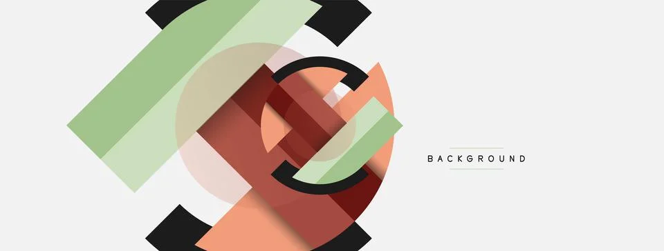 Geometric shapes composition abstract background. Circles lines and rectangles Stock Illustration