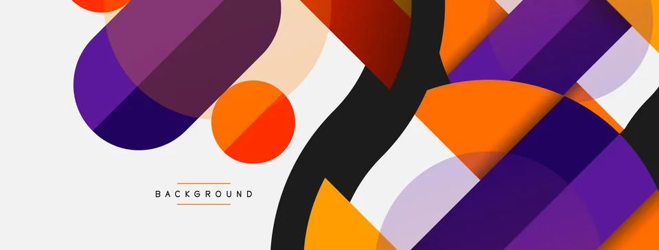 Geometric shapes composition abstract background. Circles lines and rectangles Illustrazione stock