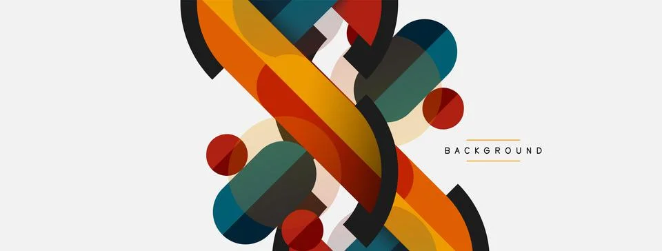 Geometric shapes composition abstract background. Circles lines and rectangles Stock Illustration