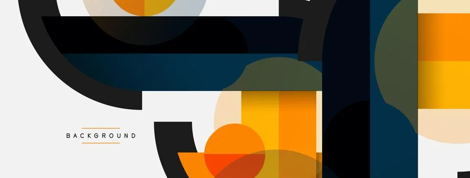 Geometric shapes composition abstract background. Circles lines and rectangles 스톡 일러스트