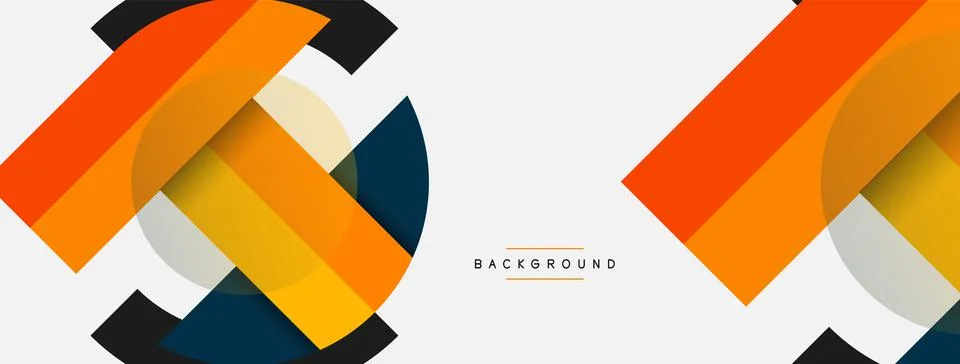 Geometric shapes composition abstract background. Circles lines and rectangles Stock Illustration