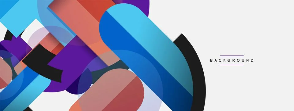 Geometric shapes composition abstract background. Circles lines and rectangles Illustrazione stock