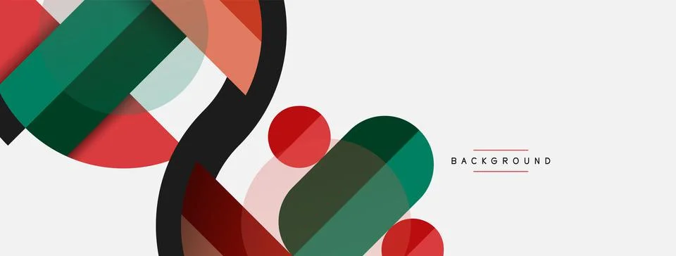 Geometric shapes composition abstract background. Circles lines and rectangles Stock Illustration