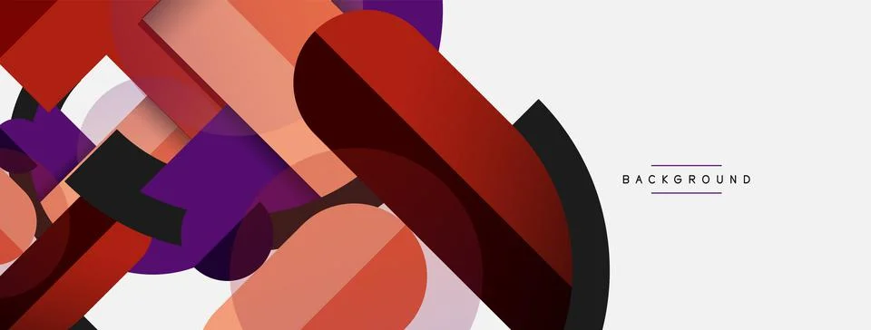 Geometric shapes composition abstract background. Circles lines and rectangles Stock Illustration
