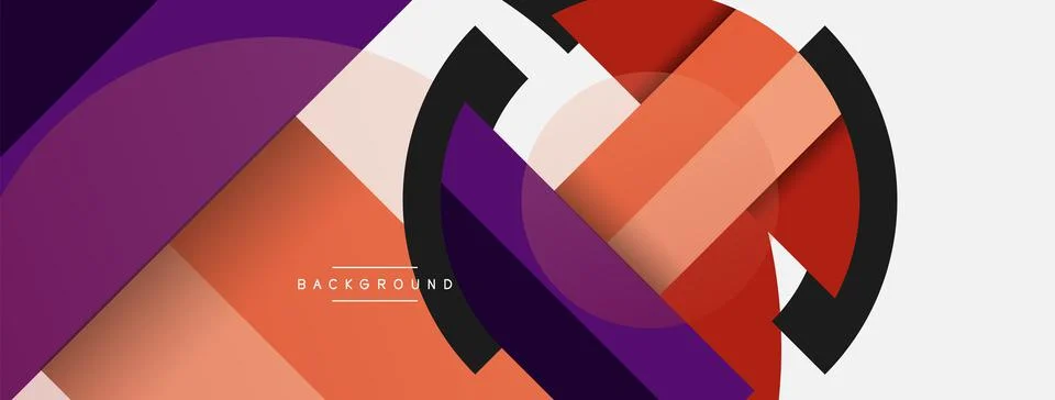 Geometric shapes composition abstract background. Circles lines and rectangles Illustrazione stock