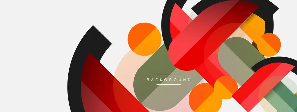 Geometric shapes composition abstract background. Circles lines and rectangles Illustrazione stock