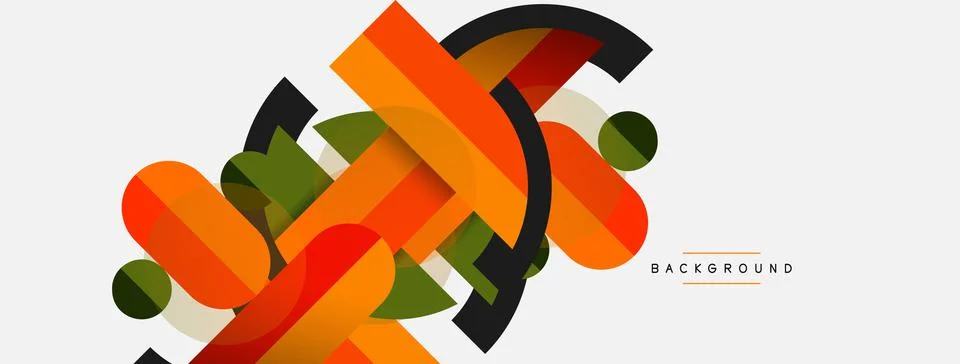 Geometric shapes composition abstract background. Circles lines and rectangles Stock Illustration