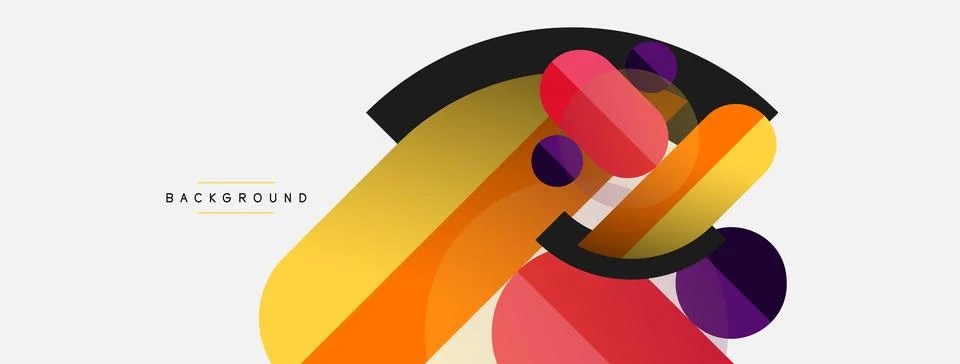 Geometric shapes composition abstract background. Circles lines and rectangles Stock Illustration