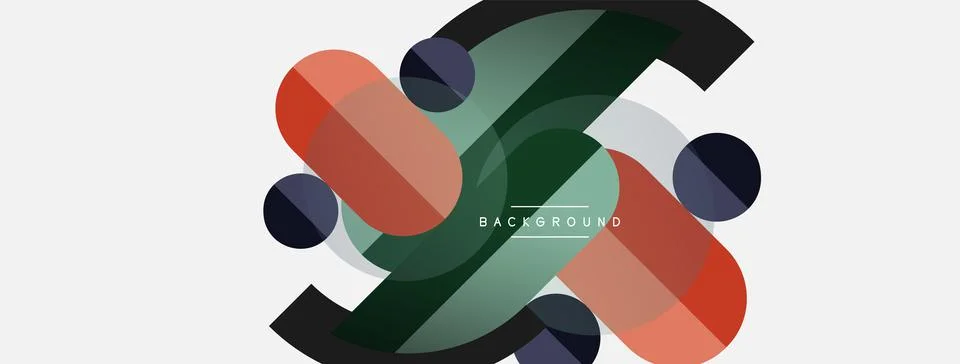 Geometric shapes composition abstract background. Circles lines and rectangles Stock Illustration