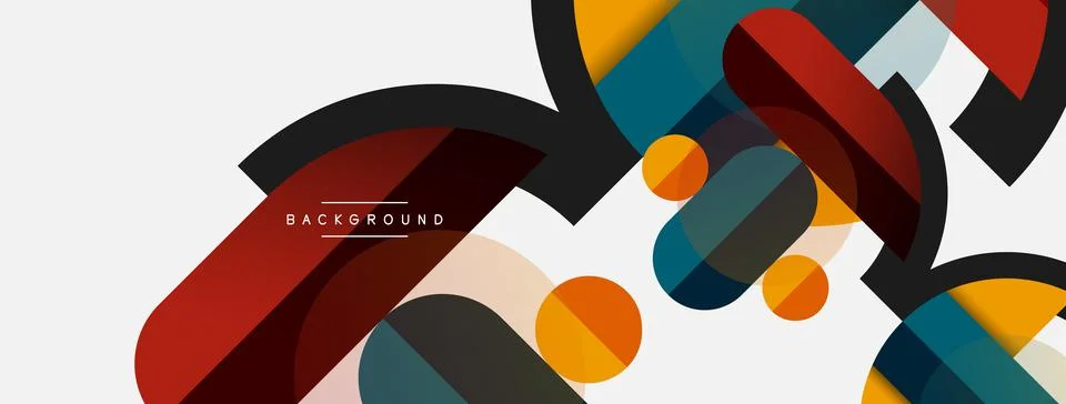 Geometric shapes composition abstract background. Circles lines and rectangles 스톡 일러스트