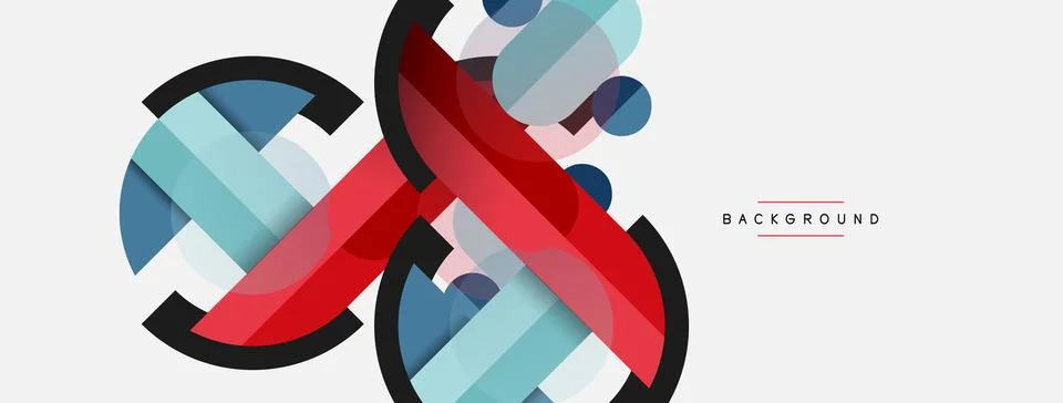 Geometric shapes composition abstract background. Circles lines and rectangles 스톡 일러스트