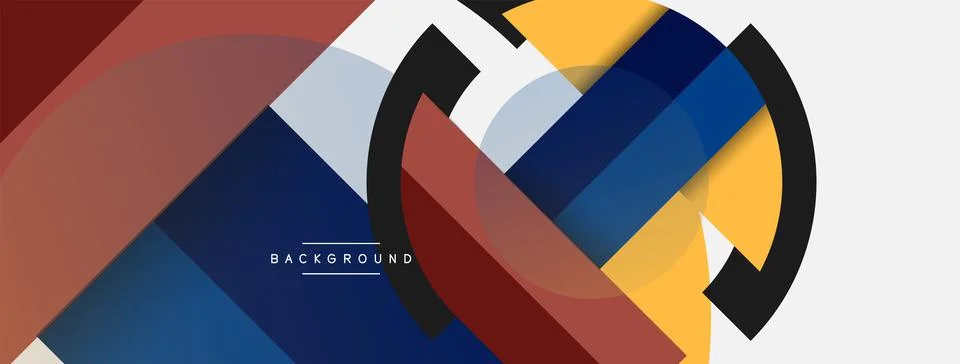 Geometric shapes composition abstract background. Circles lines and rectangles Illustrazione stock