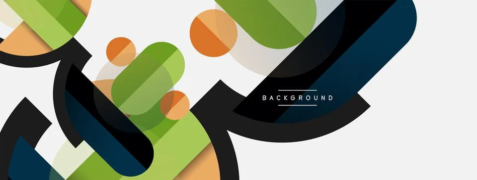 Geometric shapes composition abstract background. Circles lines and rectangles Stock Illustration