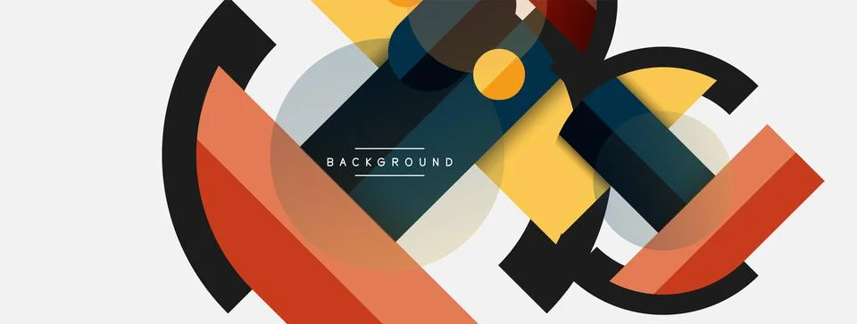 Geometric shapes composition abstract background. Circles lines and rectangles Illustrazione stock