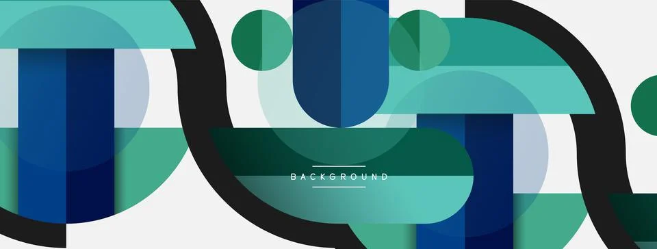 Geometric shapes composition abstract background. Circles lines and rectangles イラスト素材